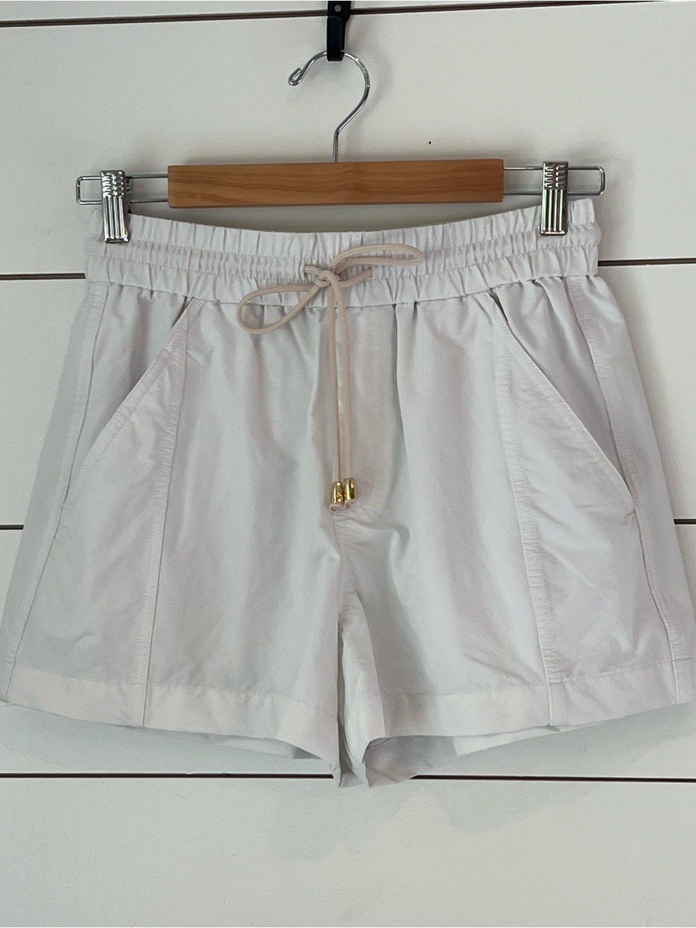 J. Crew White Nautical  Shorts with Gold-Tip Cord clean girl/ athleisure